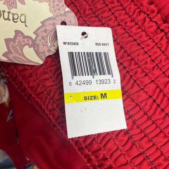 Band Of Gypsies Womens Red Floral Lace-Up Maxi Dress Off Shoulder Sz M - New - Picture 6 of 10